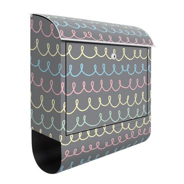 Letterbox - Drawn Pastel Coloured Squiggly Lines On Grey Backdrop