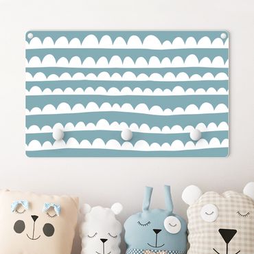 Coat rack for children - Drawn White Cloud Bands On Dusty Blue
