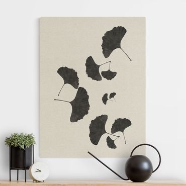 Natural canvas print - Ginkgo Composition In Black And White - Portrait format 3:4