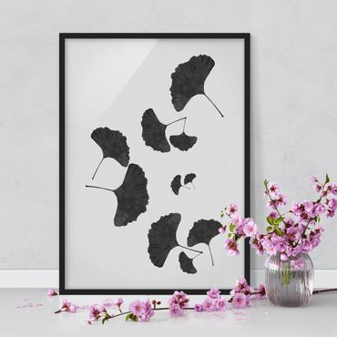 Framed poster - Ginkgo Composition In Black And White