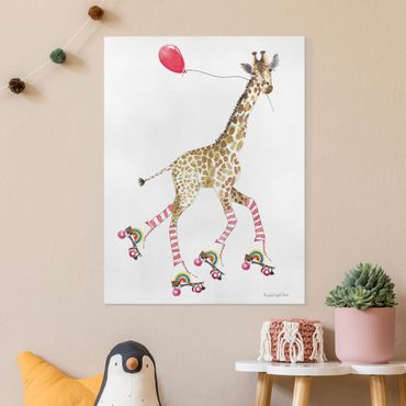Canvas print - Giraffe on a joy ride - Portrait format3:4