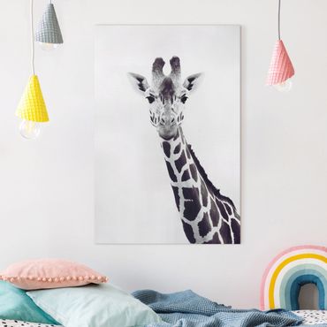 Canvas print - Giraffe Portrait In Black And White