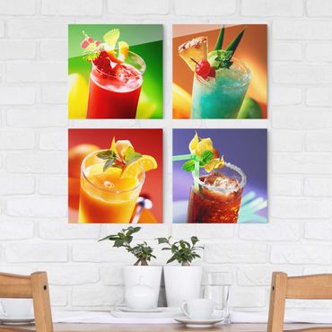 Glass print 4 parts - colourful cocktails