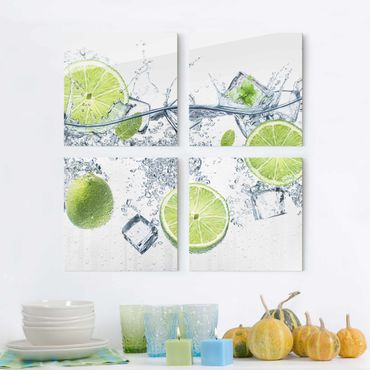 Glass print 4 parts - Refreshing Lime