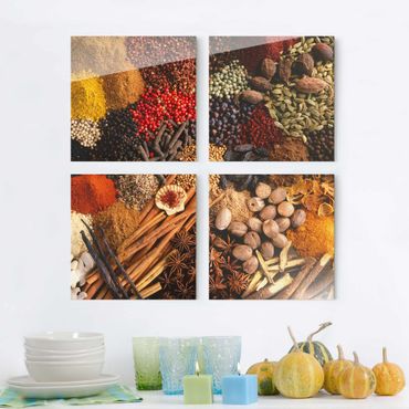 Glass print 4 parts - Exotic Spices