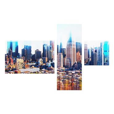 Glass print 4 parts - Manhattan Skyline Urban Stretch