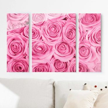 Glass print 3 parts - Pink Roses
