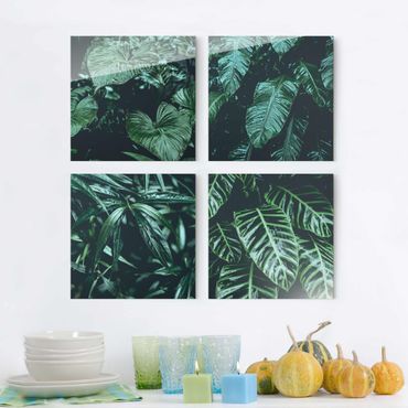 Glass print 4 parts - Tropical Plants
