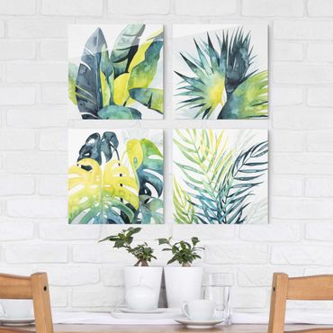 Glass print 4 parts - Tropical Foliage Set I