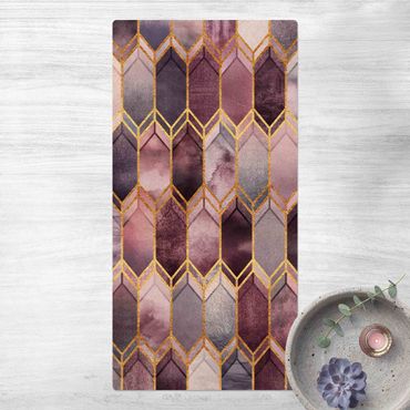 Cork mat - Stained Glass Geometric Rose Gold - Portrait format 1:2