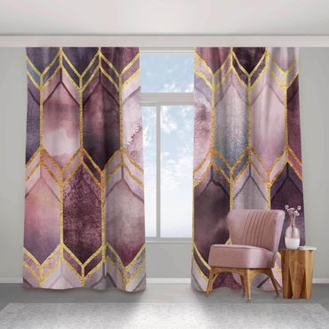Curtain - Stained Glass Geometric Rose Gold