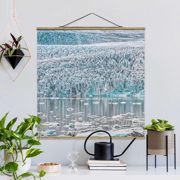 Fabric print with poster hangers - Glacier On Iceland - Square 1:1