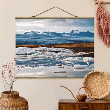 Fabric print with poster hangers - Glacier Lagoon - Landscape format 4:3