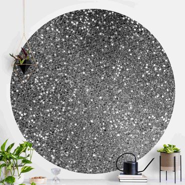 Self-adhesive round wallpaper - Glitter Confetti In Black And White