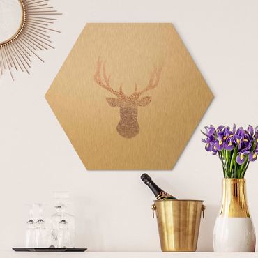Alu-Dibond hexagon - Shimmering Deer