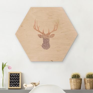 Wooden hexagon - Shimmering Deer