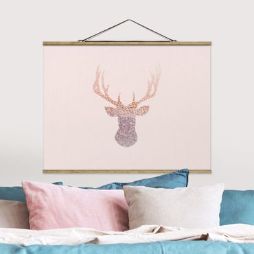 Fabric print with poster hangers - Shimmering Deer - Landscape format 4:3