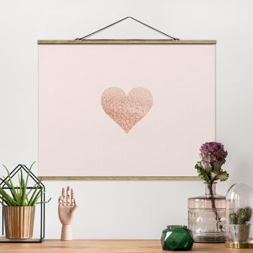 Fabric print with poster hangers - Shimmering Heart - Landscape format 4:3