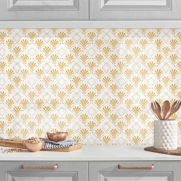 Kitchen wall cladding - Glitter Optic With Art Deco Pattern In Gold II