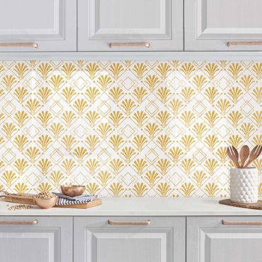 Kitchen wall cladding - Glitter Optic With Art Deco Pattern In Gold