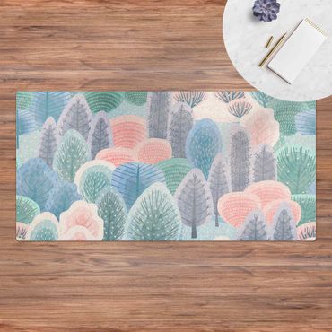 Cork mat - Happy Forest In Pastel - Landscape format 2:1