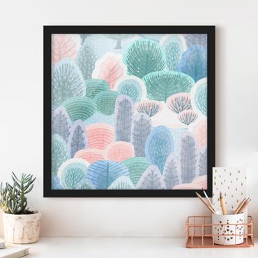 Framed poster - Happy Forest In Pastel
