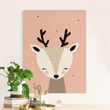 Natural canvas print - Happy Deer - Portrait format 3:4