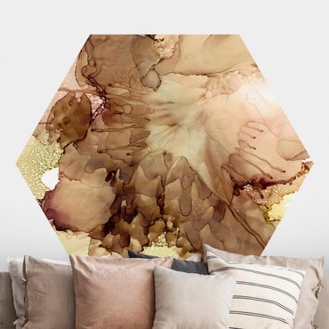 Self-adhesive hexagonal pattern wallpaper - Golden Brown Explosion I