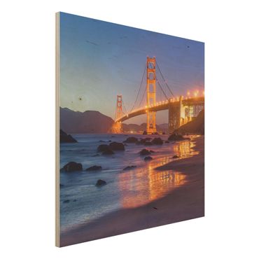 Wood print - Golden Gate Bridge At Dusk