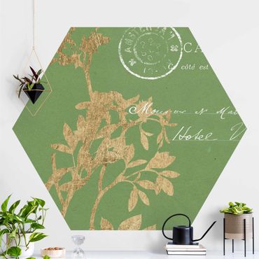 Self-adhesive hexagonal pattern wallpaper - Golden Leaves On Lind I