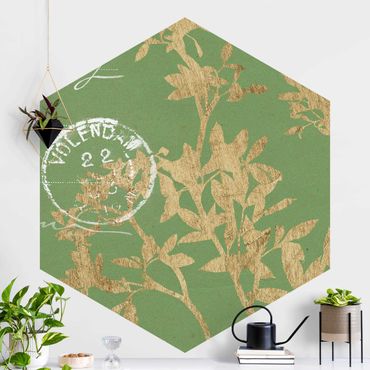 Self-adhesive hexagonal pattern wallpaper - Golden Leaves On Lind II