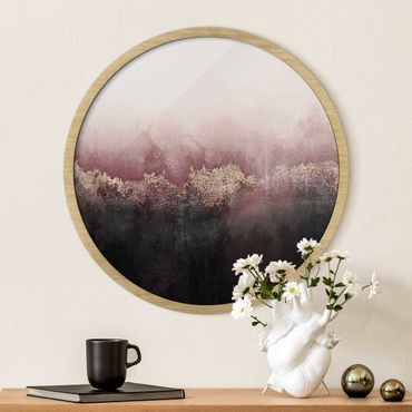 Circular framed print - Golden Dawn Pink