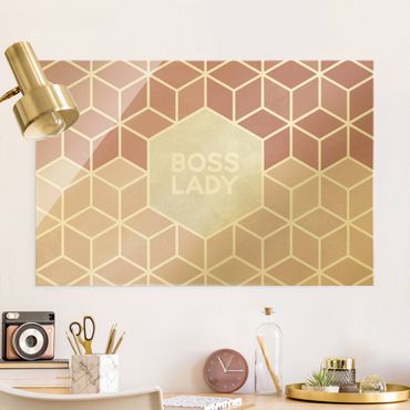 Glass print - Boss Lady Hexagons Pink
