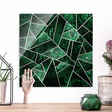 Glass print - Dark Emerald With Gold