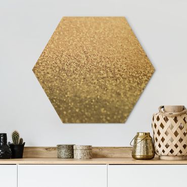 Alu-Dibond hexagon - Golden Shimmering Landscape