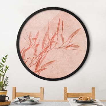 Circular framed print - Golden Sun Pink Bamboo