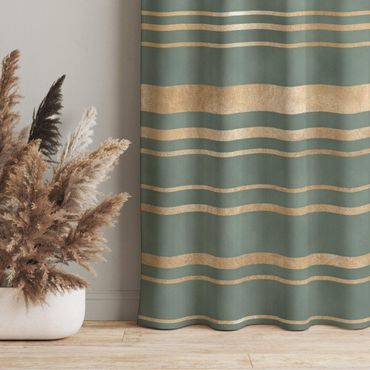 Curtain - Golden Stripes Green Backdrop