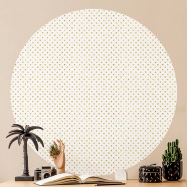 Self-adhesive round wallpaper - Golden Polkadots