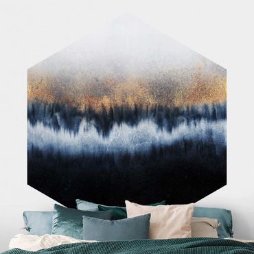 Self-adhesive hexagonal pattern wallpaper - Golden Horizon