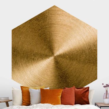 Self-adhesive hexagonal pattern wallpaper - Golden Circle Brushed