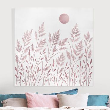 Print on canvas - Grasses And Moon In Coppery
