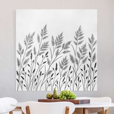 Print on canvas - Grasses And Moon In Black