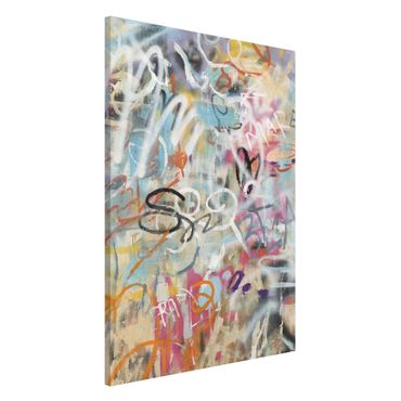 Magnetic memo board - Graffiti Love In Pastel - Portrait format 2:3