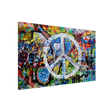 Magnetic memo board - Graffiti Wall Peace Sign - Landscape format 3:2