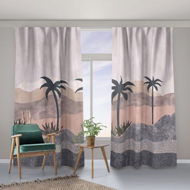 Curtain - Graphic Landscape With Palm Trees