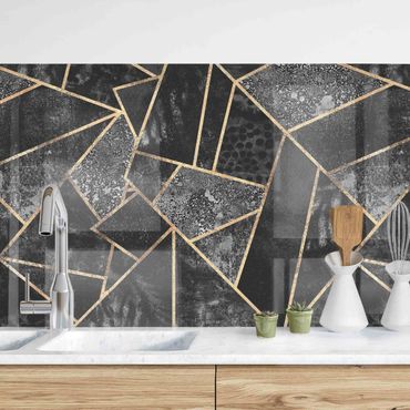 Kitchen wall cladding - Gray Triangles Gold II