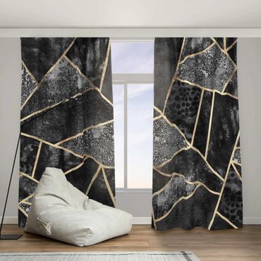 Curtain - Gray Triangles Gold