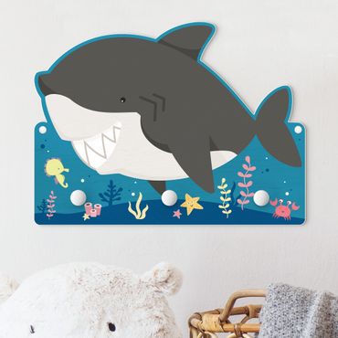 Coat rack for children - Grinning Shark In The Ocean