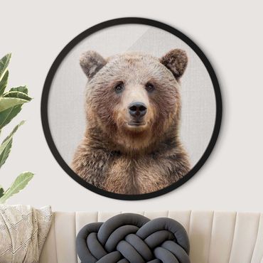 Circular framed print - Grizzly Bear Gustel