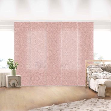 Sliding curtain set - Old Masters Flowers With Tulips And Roses On Pink - Panel